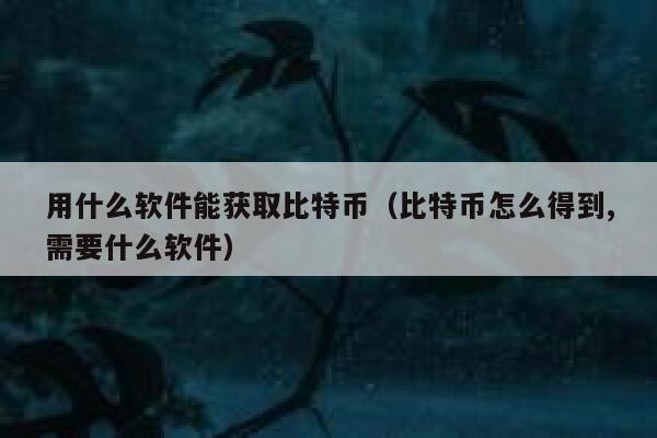 用什么软件能获取比特币（比特币怎么得到,需要什么软件） 第1张