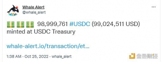 USDC Trbasury增发近9900万枚USDC